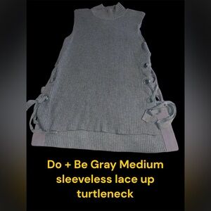 Do + Be Medium sleeveless Lace up sides cotton turtleneck knitted sweater